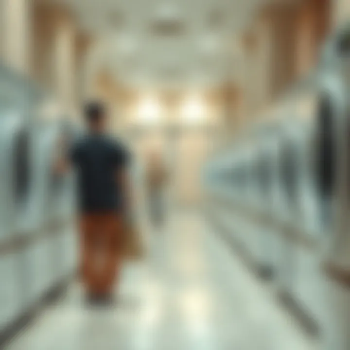 Residents enjoying laundry services in a vibrant community