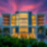 Stunning architectural view of Mazaya 28 showcasing its modern design