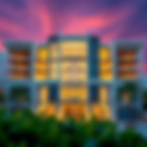 Architectural Marvel of Mazaya 28 Stunning architectural view of Mazaya 28 showcasing its modern design