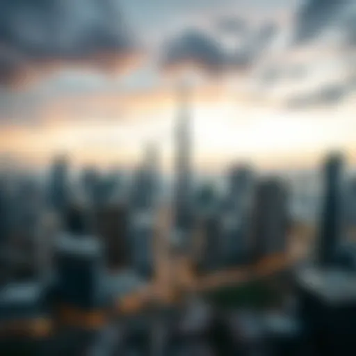 Stunning skyline of MBR City District One with modern architecture