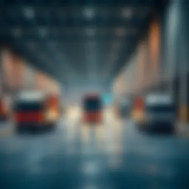 Logistical operations in Mussafah with vehicles and loading docks