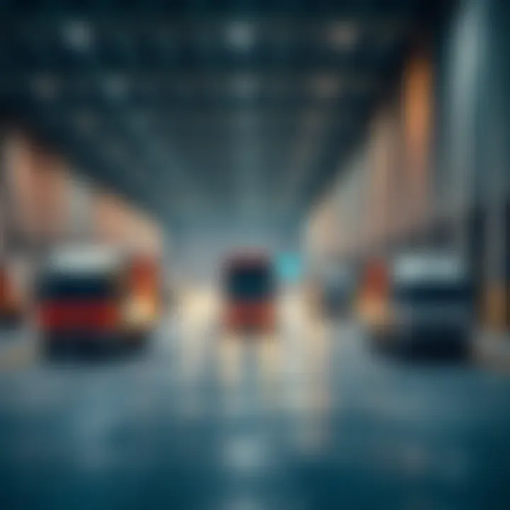 Logistical operations in Mussafah with vehicles and loading docks