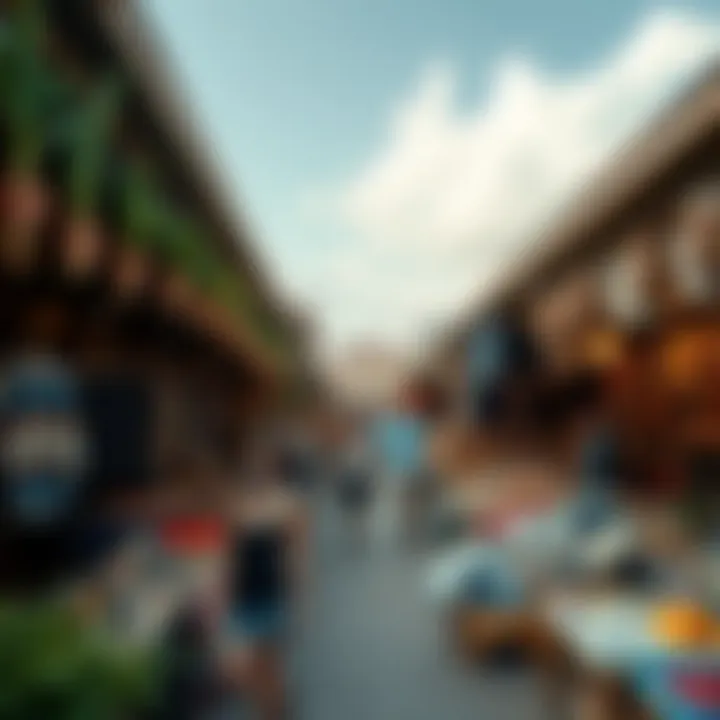 A vibrant marketplace bustling with local artisans and craft vendors