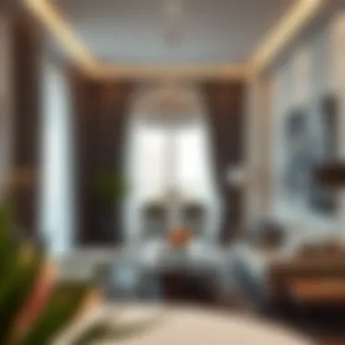 Trendy interior of a contemporary apartment in a new Dubai community