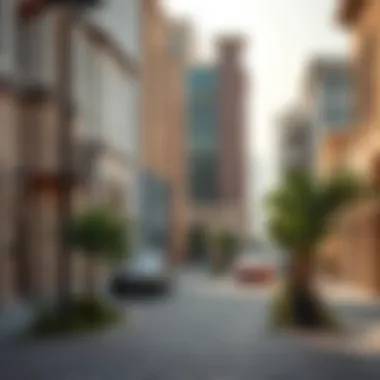 Vibrant street scene in a Dubai upscale neighborhood