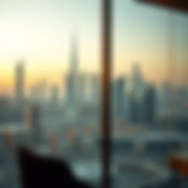 View of Dubai skyline from office