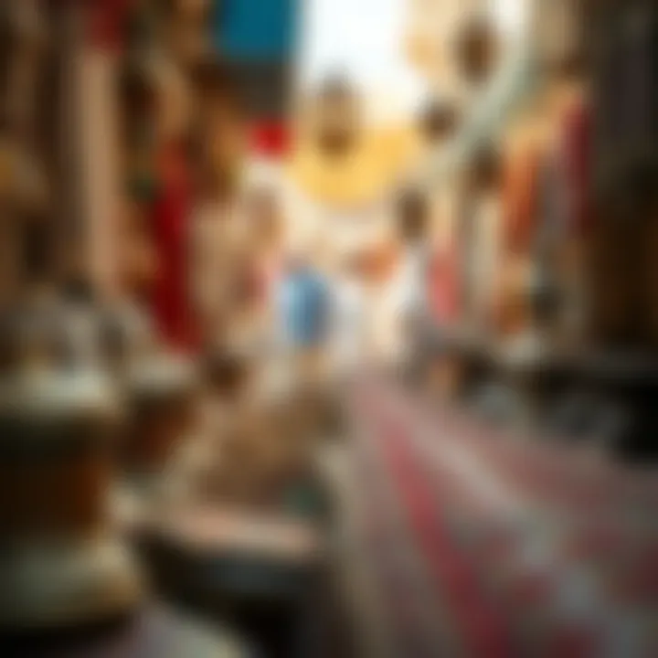 Traditional crafts displayed prominently within the souk