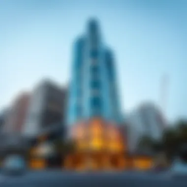 Street-level view of Tamani Arts Tower emphasizing its architectural features and surroundings
