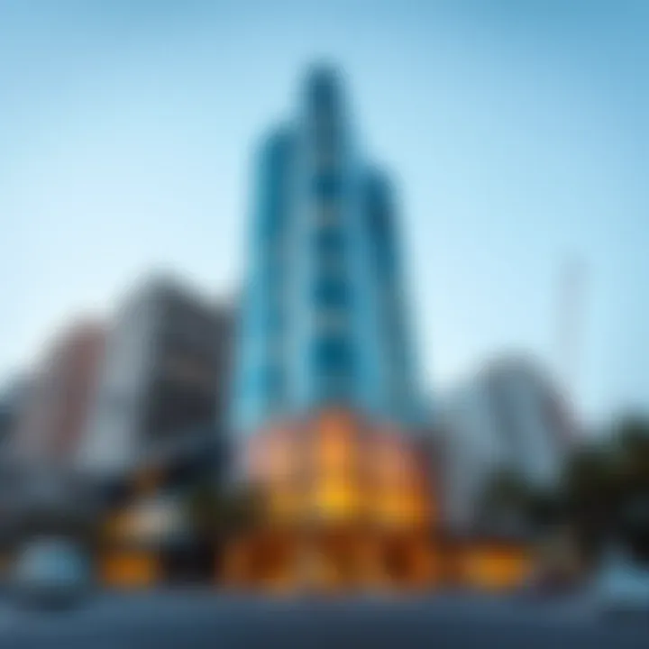 Street-level view of Tamani Arts Tower emphasizing its architectural features and surroundings