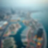 Aerial view of Business Bay showcasing its vibrant skyline and waterways