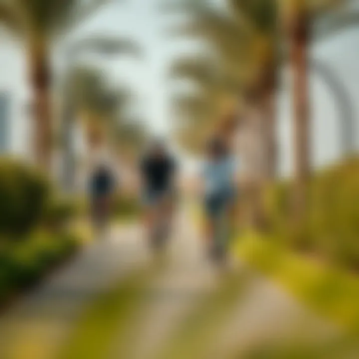 Leisurely Cycling Experience Cyclists enjoying a leisurely ride on a well-maintained path