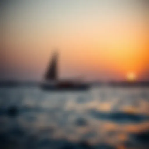 Traditional dhow sailing along Dubai's coastline at sunset
