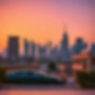 Bur Dubai Skyline at Sunset Scenic view of Bur Dubai skyline at sunset