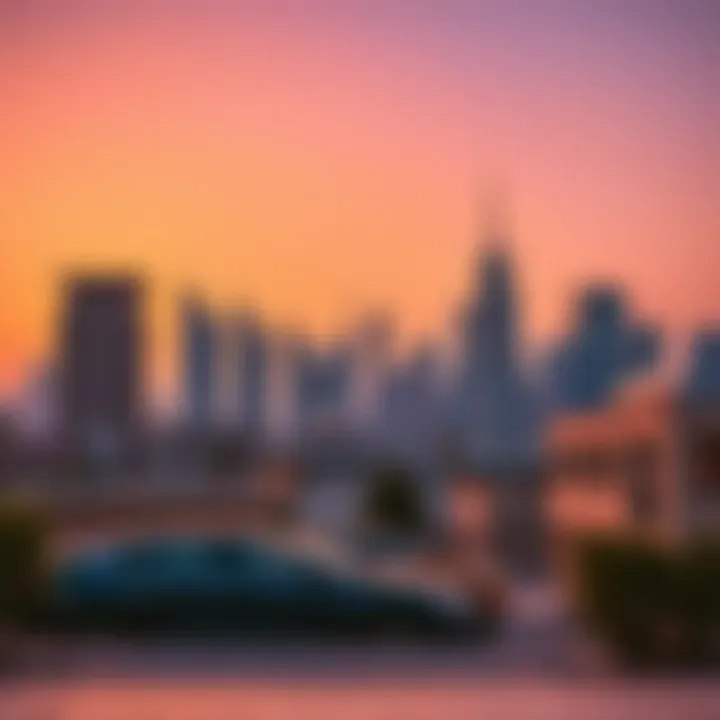 Bur Dubai Skyline at Sunset Scenic view of Bur Dubai skyline at sunset