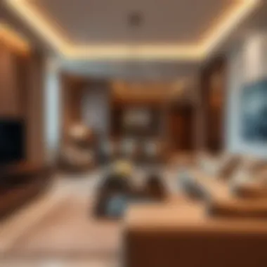 A modern one-bedroom apartment interior showcasing elegant design