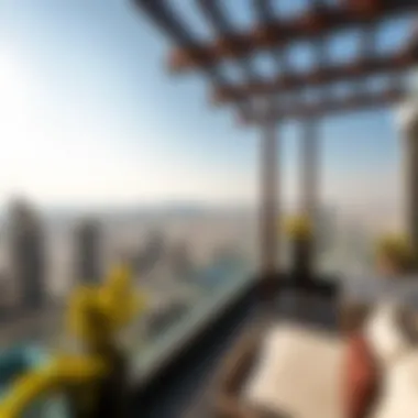 Rooftop Terrace View from The One Tower Panoramic view from the rooftop terrace of The One Tower overlooking the Dubai skyline