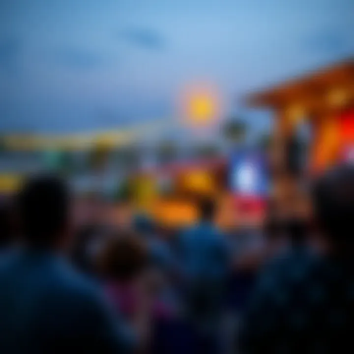 Cultural Festivities at the Open Theatre Audience engaged in an open-air performance, immersed in cultural festivities