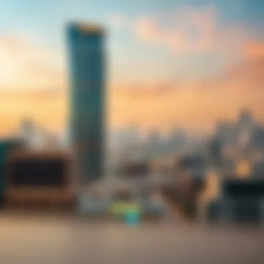 Aerial view of the Satwa Star Building within the Dubai skyline