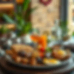 A vibrant spread of traditional Emirati breakfast dishes