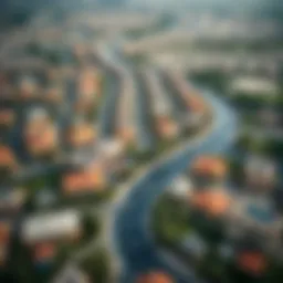 Aerial view showcasing the vibrant community layout of Villanova