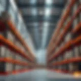 Modern warehouse interior with storage racks