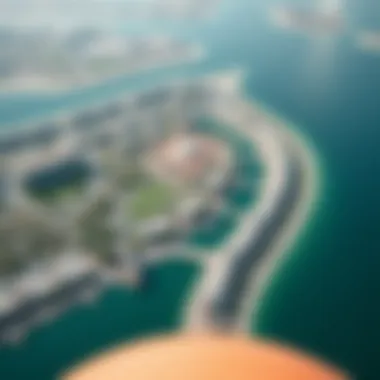 Aerial view of Yas Island showcasing green spaces and urban layout
