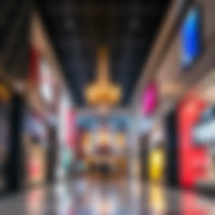 Vibrant retail spaces filled with premium brands