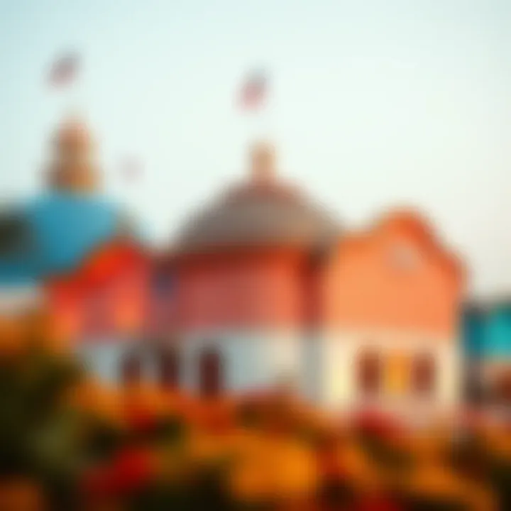 The vibrant pavilions representing various countries at Expo 2020