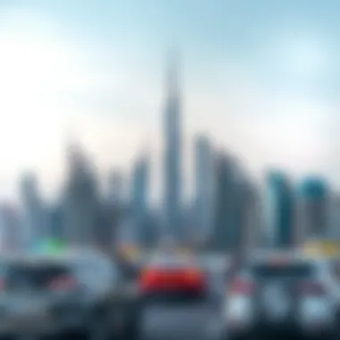 Dubai Skyline - A Gateway to Opportunities Overview of Dubai skyline with iconic architecture