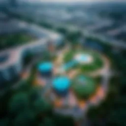 Aerial view of Hayat Park showcasing its lush greenery and recreational areas