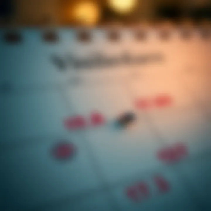 Important Dates for Visa Management A calendar marked with important visa dates