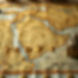 A historical map showcasing Ibn Battuta's routes across the Riverland region