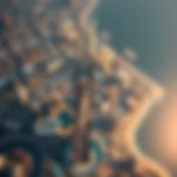 Aerial view of Icon Tower 1 surrounded by Dubai's skyline