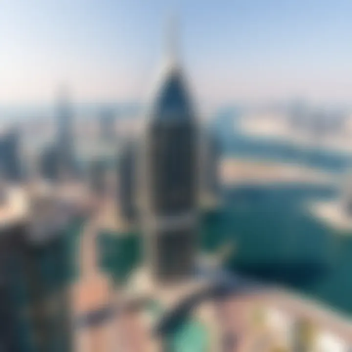 Aerial View of La Riviera Tower in Dubai An aerial shot of Dubai featuring La Riviera Tower among other skyscrapers