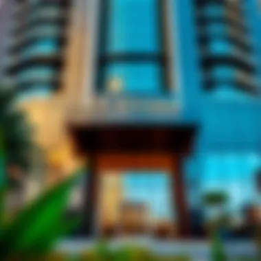 Entrance of La Riviera Tower The modern entrance of La Riviera Tower showcasing its unique façade