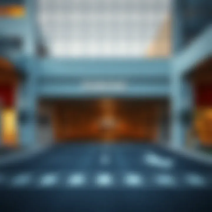 View of the parking entrance with well-marked lanes