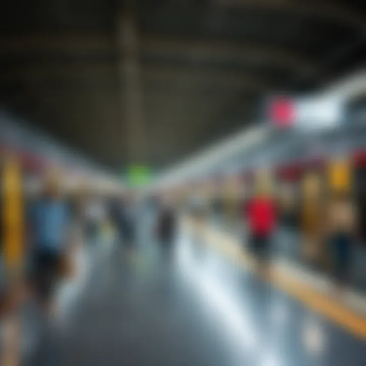Vibrant Daily Commute at Meena Bazar Metro Station Passengers utilizing the metro services at Meena Bazar Station