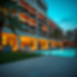 Exterior view of Mövenpick Hotel Apartments showcasing modern architecture