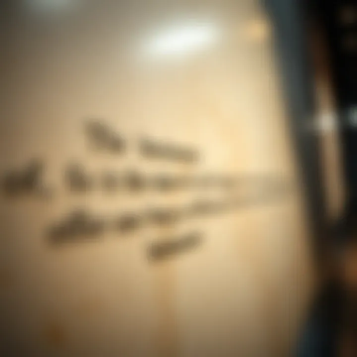 Close-up of an inscription highlighting technological advancement