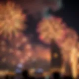Fireworks lighting up the sky during national celebrations