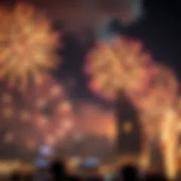 Fireworks lighting up the sky during national celebrations