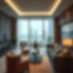 Luxurious apartment interior with modern furnishings