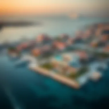 Aerial view of Palm West showcasing luxurious villas and waterfront properties