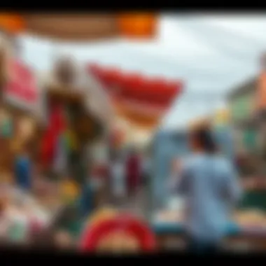 Vibrant community market scene in Mussafah 9 reflecting local culture