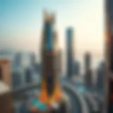 Architectural Grandeur of Onyx Tower Stunning architectural view of Onyx Tower against Dubai skyline