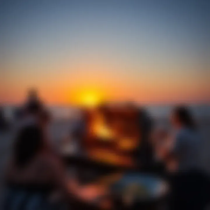 Beach Barbecue at Sunset Sunset view over a barbecue gathering by the beach