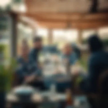 Family Barbecue Experience Family enjoying a barbecue picnic under a shaded area