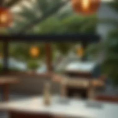 Scenic Outdoor Barbecue Area Scenic view of a barbecue area with lush greenery