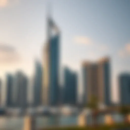 Architectural Marvel of Point Tower Stunning architectural view of Point Tower against the Dubai Marina skyline