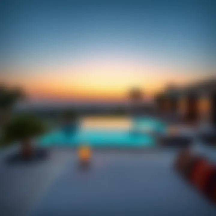 Elegant suite with a private pool and sunset backdrop